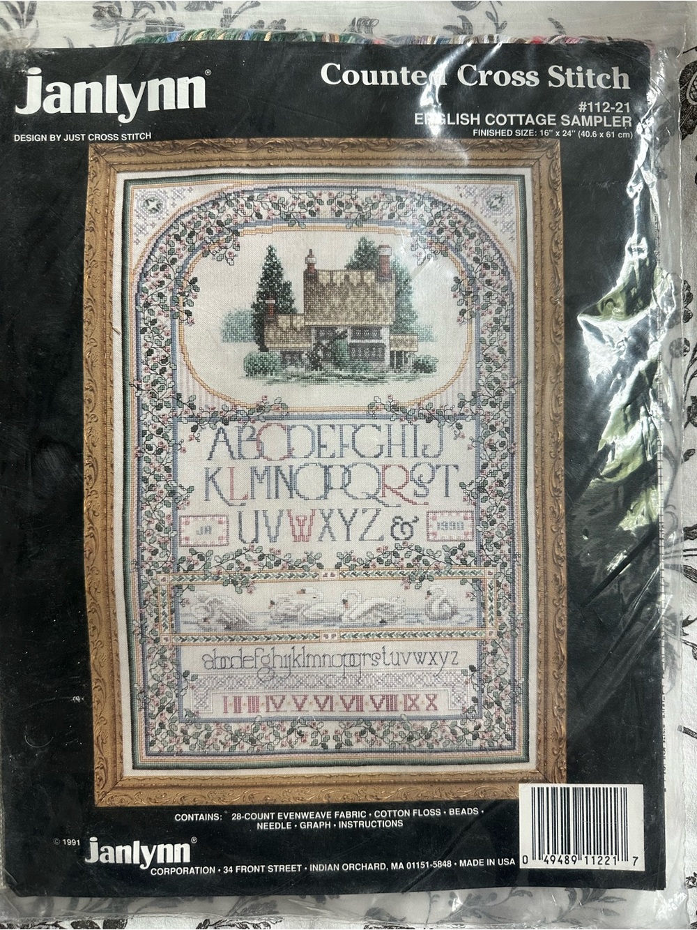Vintage Janlynn English Cottage Sampler Counted Cross Stitch Kit #112-21 Sealed